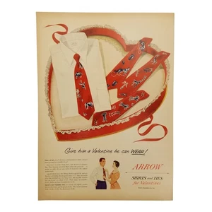 1950 Arrow Shirts & Ties Vintage Print Ad Give Him A Valentine He Can Wear - Picture 1 of 2