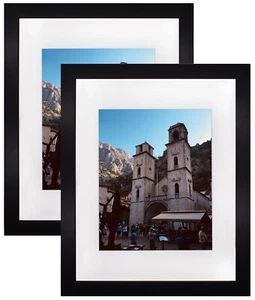 2 Pack 11x14 Wooden Picture Frame with White Mat for 8x10 Photo for Engagement - Picture 1 of 5