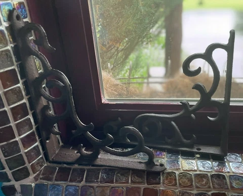 2 French Victorian Window Corners Door Corbels Brackets Vintage Cast Iron Metal Cover