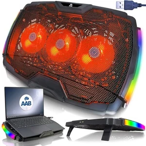 AABCOOLING VELA SILENCIEUX ORDINATEUR PORTABLE-PAD DE REFROIDISSEMENT REFROIDISSEMENT ORDINATEUR PORTABLE-PAD RGB 3 X VENTILATEUR 10-17" - Photo 1/9