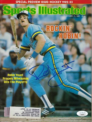 1982 BREWERS Robin Yount signed Sports Illustrated Magazine JSA AUTO Rockin Robi - Image 1 of 2