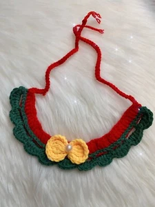 Christmas Knitted Cat Collar Scarf Cute Handmade Crochet Puppy Necklace new - Picture 1 of 3