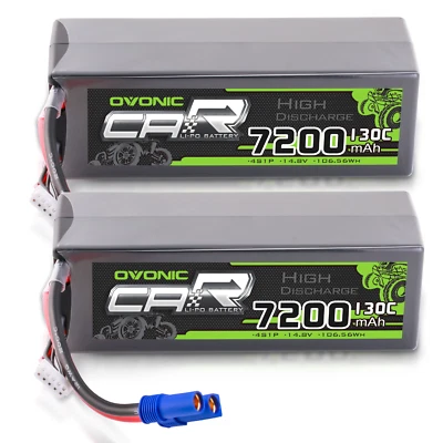2x Ovonic 14.8V 130C 4S 7200mAh Lipo Battery EC5 for RC Car plane Jet Heli Boat - image 1 of 4