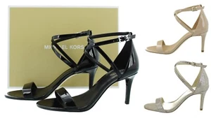 Michael Kors Ava Mid Sandal, Women's Leather Strappy 3.25" Pump Heels - Picture 1 of 16