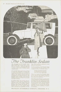 1919 FRANKLIN SEDAN automobile antique art PRINT AD motorcar women driving rain - Picture 1 of 1