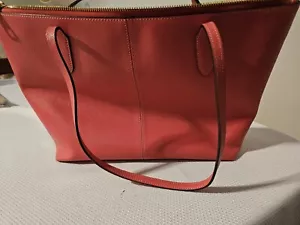 Coach Zip Top Tote Watermelon Leather Bag - Picture 1 of 5