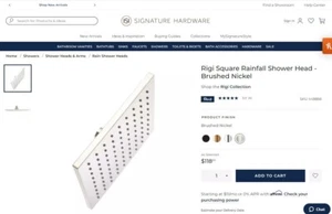 "Cabezal de ducha cuadrado Rainfall níquel cepillado 8"" de Rigi Signature Hardware" - Imagen 1 de 5