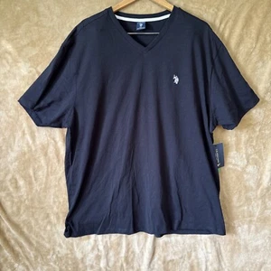 NEU ** NEU U.S. Polo Assn Herren V-Ausschnitt feste Baumwolle T-Shirt Tee Logo schwarz Größe 3X - Bild 1 von 5