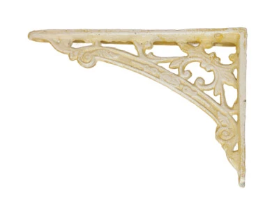 2 Regalwinkel Regalstützen Wandwinkel Antik Stil Gusseisen weiß T: 18cm -11508- - Bild 1 von 2