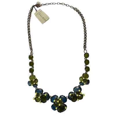 NWTS Talbots Blue Green & Yellow Necklace w Silver Chain - Image 1 of 4