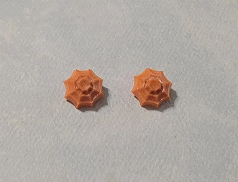 Antique Vintage Unique & Rare Orange Celluloid Buttons Spiderwebs Cover