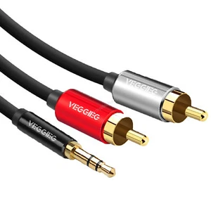 3.5mm Stereo Jack to 2x RCA Plugs Male to Male Aux Audio Cable Adpater - Picture 1 of 10