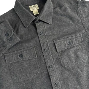 LL Bean Flannel Shirt Men's L Tall Gray Chamois Cloth Shacket Outdoors - Picture 1 of 7