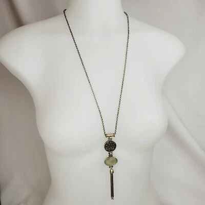 Collar de joyería de moda con borla de bronce envejecido marca Lucky con piedra arte boho Foto 1 de 4