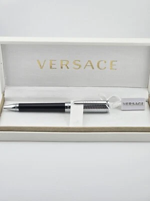 Caneta esferográfica Versace prata Calipso preta tinta azul - VS7010017 - Imagem 1 de 4