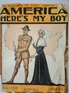 America Here's My Boy Sterling Lange Piano Voice Sheet Music Antique 1917 - Picture 1 of 12