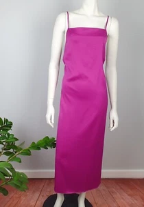 Vestido midi sin mangas con cuello cuadrado satinado talla 14 de Marks & Spencer talla M&S correas divididas para mujer - Imagen 1 de 11
