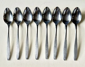 EKCO Eterna CORSAIR Set of 8 Tea Spoons Stainless Japan Flatware 6.75" MCM - Picture 1 of 3