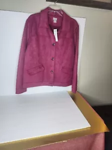 NWT Chicos 3 Suede Scuba Jacket Outerwear Coat Womens New $129 - Picture 1 of 7