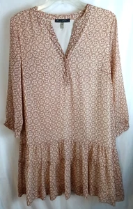 Kleid Rose & Olive Beige 3/4 Arm Rüschensaum Gr. S - Bild 1 von 4