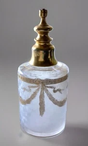 Antique SAINT LOUIS Perfume Bottle 1908 Gold Bows & Swags Acid Engraved EVC - Picture 1 of 9