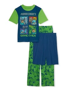 Minecraft 3 PC Short Sleeve Pajama Set Boy Size 8 10 12 - Picture 1 of 1