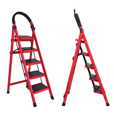 Trittleiter Klapptritt Klappleiter Leiter Tritthocker klappbar 5 Stufen 124CM DE - Bild 1 von 4