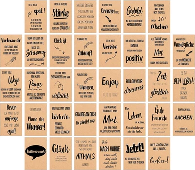 Postkarten Set 36 Stück auf Kraftpapier gedruckt mit Sprüchen - Leben & Momente - Bild 1 von 4