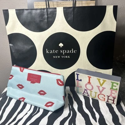 Bolso de Maquillaje CLINIQUE X Kate Spade New York Rojo Turquesa Claro Labios Forrado Nuevo sin Etiquetas Foto 1 de 4