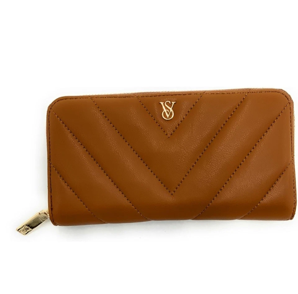 Victoria’s Secret Acolchado Marrón Cremallera Cartera Llavero Estuche para Tarjetas Nuevo ✅ Foto 1 de 4