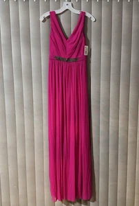 Vestido de novia David de malla largo con cuentas dama de honor graduación talla 0 estilo W11092 Begonia - Imagen 1 de 6