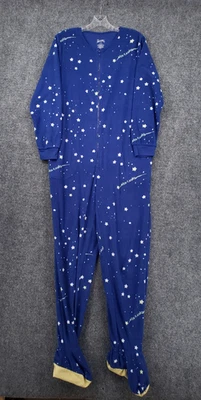 Nick & Nora One Piece Pajama Womens M Medium Blue Sleepwear Fleece Footed Lounge - Image 1 of 4