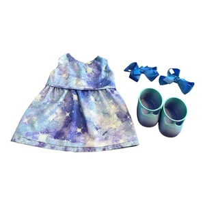 Handmade Dress Bows Shoes Set For Cabbage Patch Kid 16” Doll - Galaxy Blue - Picture 1 of 1