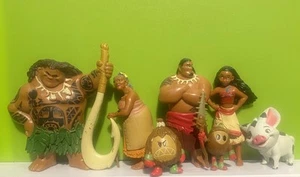 DISNEY STORE MOANA Set of 7 Deluxe Figures Figurines Toys Ideal Cake Toppers - Picture 1 of 7