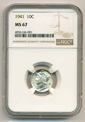 1941 Mercury Dime MS67 NGC - Image 1 of 4