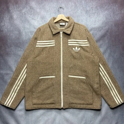 Adidas Adicolor 70’s ‘Tweed’ Track Top Jacket Men's Medium Beige Oversize - Image 1 of 4