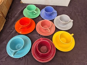 Vintage Homer Laughlin Harlequin Demitasse Cup & Saucer Sets - Picture 1 of 11