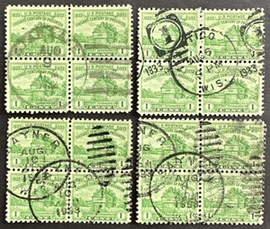 US 1933 Scott # 728 Lot of 4 Used Blocks Fort Dearborn Chicago Century Progress - Picture 1 of 1