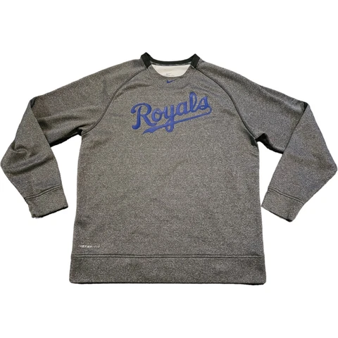 Nike Therma-Fit MLB Kansas City Royals Baseball Gray Sweatshirt Size L Cover