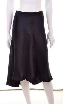 Falda midi Max Studio de lino y seda negra asimétrica alta baja acampanada talla S pequeña Foto 1 de 4