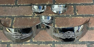 Harley Davidson Chrome Shield Wings Light Visor OEM USA Lot - Foto 1 di 10