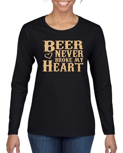 Camisa Beer Never Broke My Heart Divertida Beber Cerveza Mujeres Mangas Largas - Imagen 1 de 12