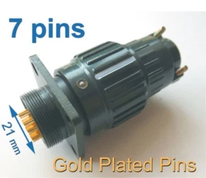 Enchufe militar chapado en oro 2 piezas Φ21 mm 7/8"" + enchufe conector de 7 pines 500 V 10 A - Imagen 1 de 4
