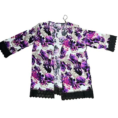 Cárdigan floral largo abierto informal talla XL oSo para mujer Foto 1 de 4