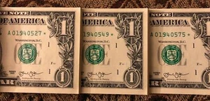 MÚLTIPLES ERRORES 2013 UNO (1) ✯ NOTA ESTRELLA BILLETE DE $1 dólar CU/UNC de PAQUETE BEP ""A"" - Imagen 1 de 12