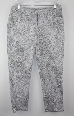 RUBY RD. Women's Gray Sparkle Snake-Skin Print Casual Pants SZ 8 Zip Stretch - Image 1 of 4