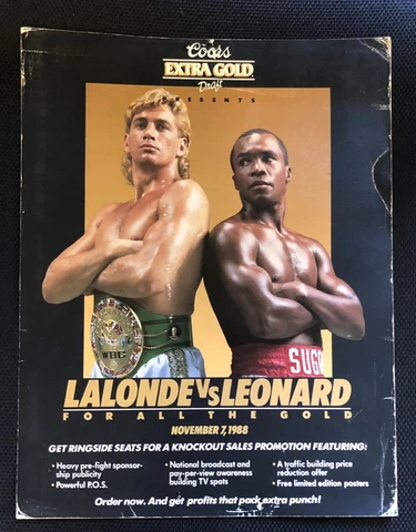 1988 Lalonde VS Leonard Promo Poster Coors Extra Gold Draft Caesars Palace Rare Cover