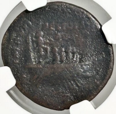 Marcus Aurelius AE Dupondius AD 161-180 Galley NGC F - Image 1 of 4