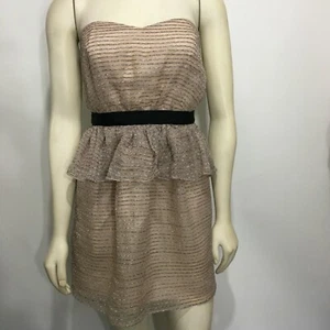 Vestido BCBGeneration 0 Sin Tirantes Beige Peplum Metálico Sin Tirantes NUEVO - Imagen 1 de 7