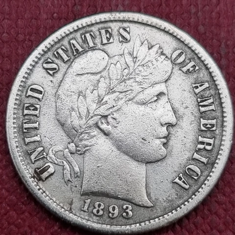 1893 S Barber Dime 10c Better Grade XF #60367 Cover